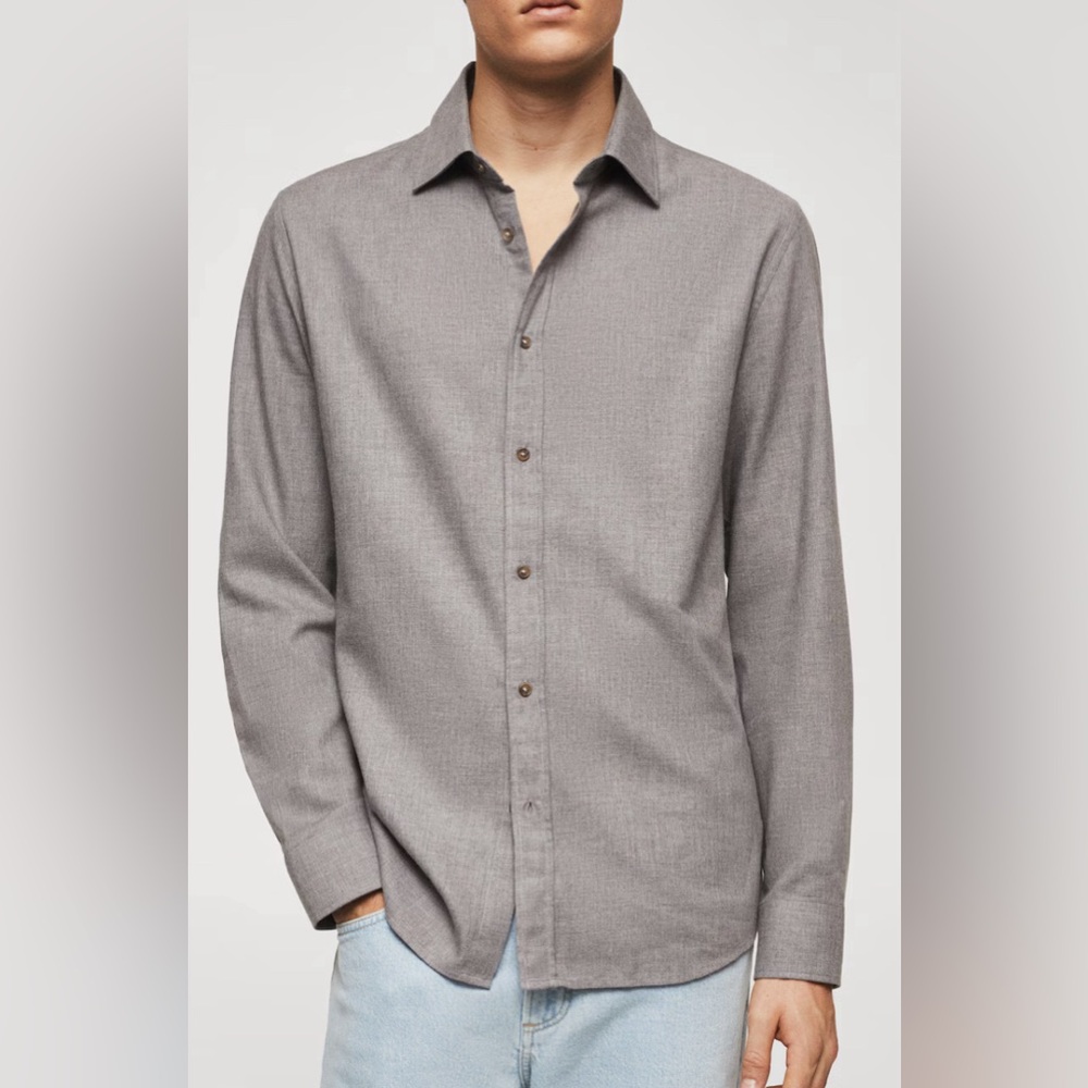 Mango Slim-fit textured cotton shirt NWT